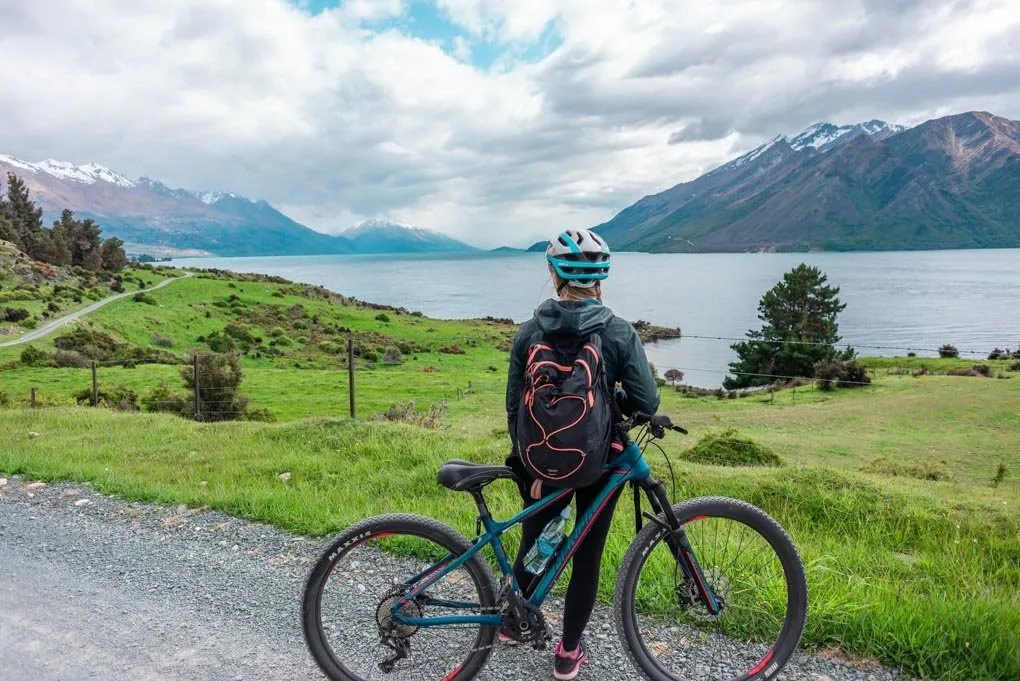 Bailey enoys the views on the bike tour in Queenstown