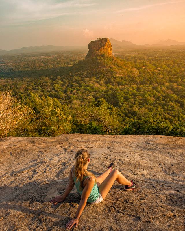 Looking over at Lion rock from Pidurangala Rock at sunset