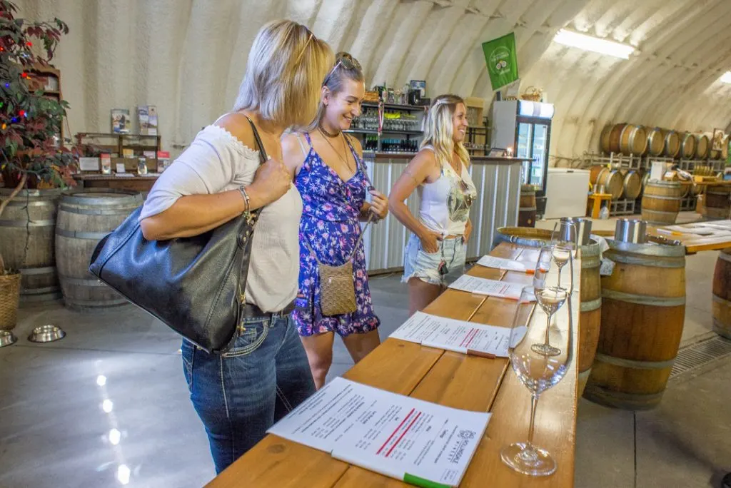 At a wine tasting in Kelowna about to sample a white wine