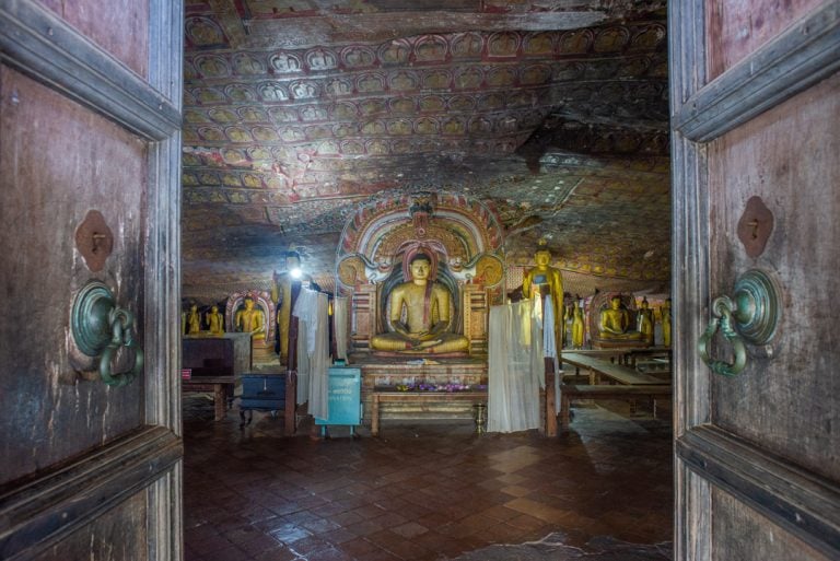 Entering the cave temples in Dambulla