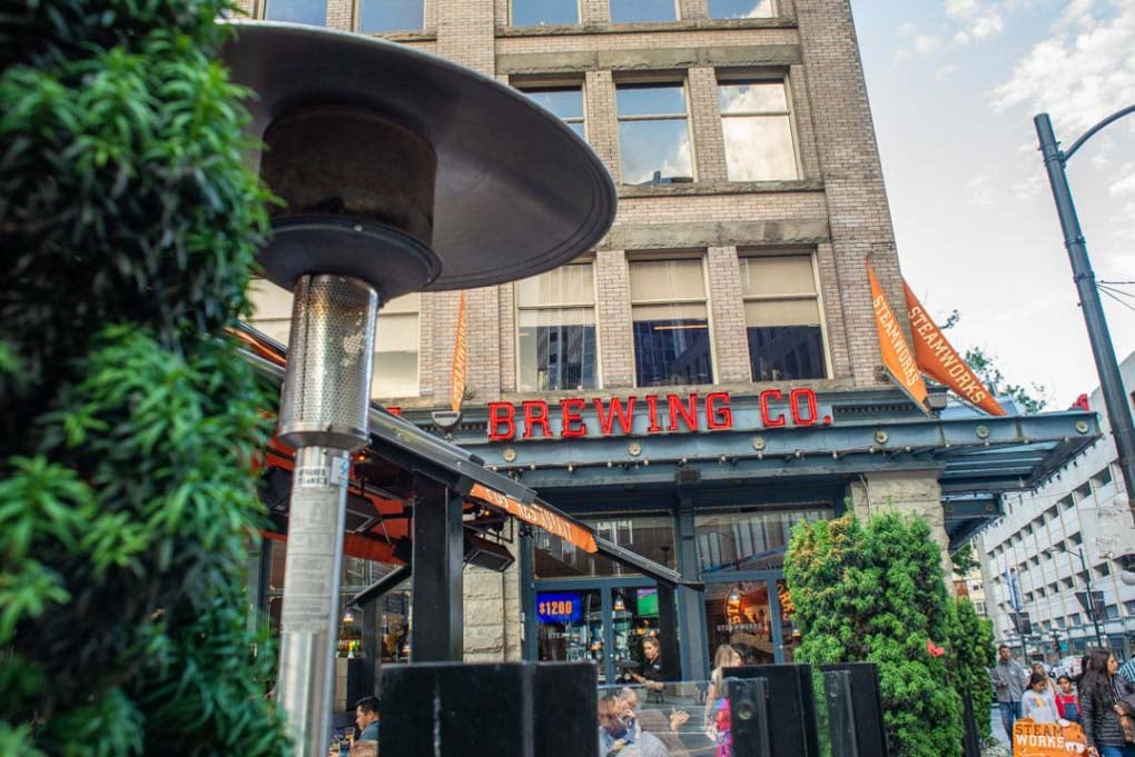 A photo of the front of Brewing Co in Gastown, Vancouver, Canada