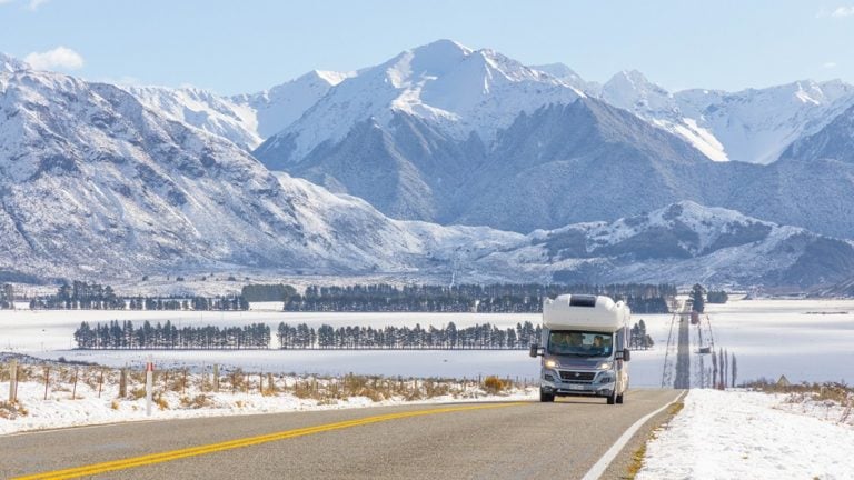 A motorhome drives from Christchurch to Queenstown
