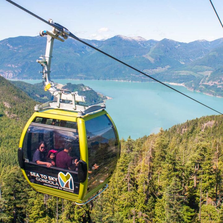 The Sea to Sky Gondola travels up the mountain near Squamish in BC, Canada