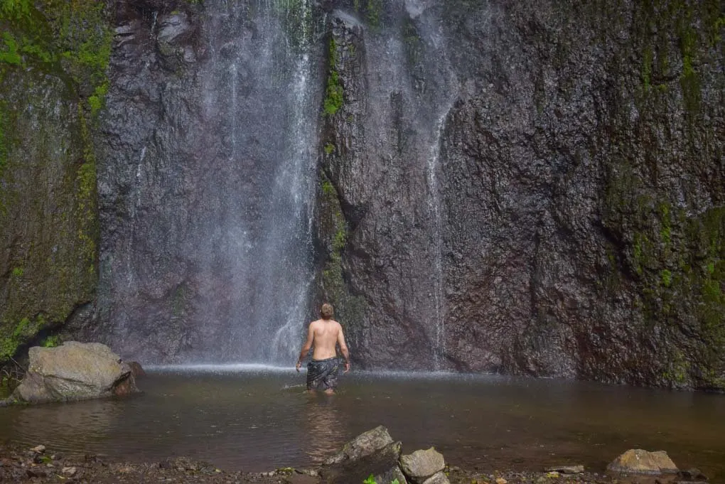 Daniel in the pool at the bottom of San Ramon waterfall, Ometepe