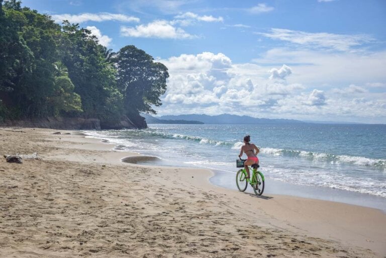bike riding on the beach in Puerto Viejo, Costa Rica