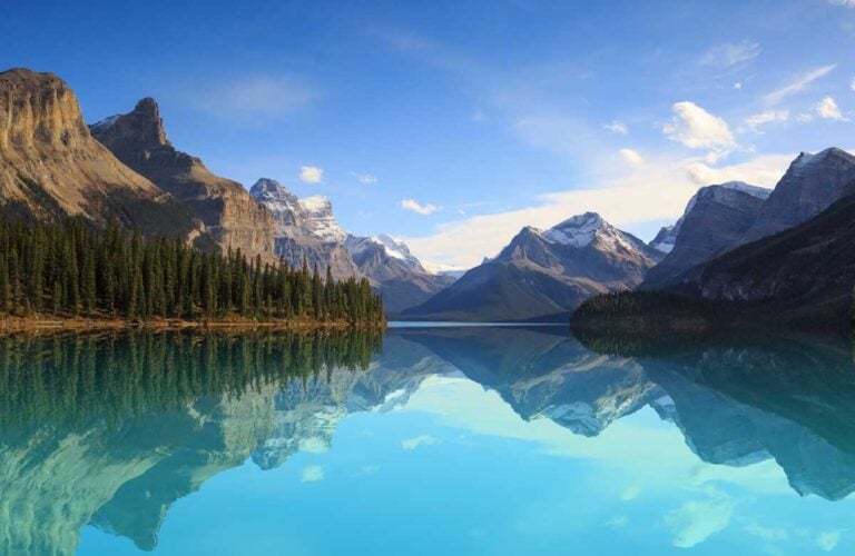Stunning reflections at Maligne Lake, Jasper National Park