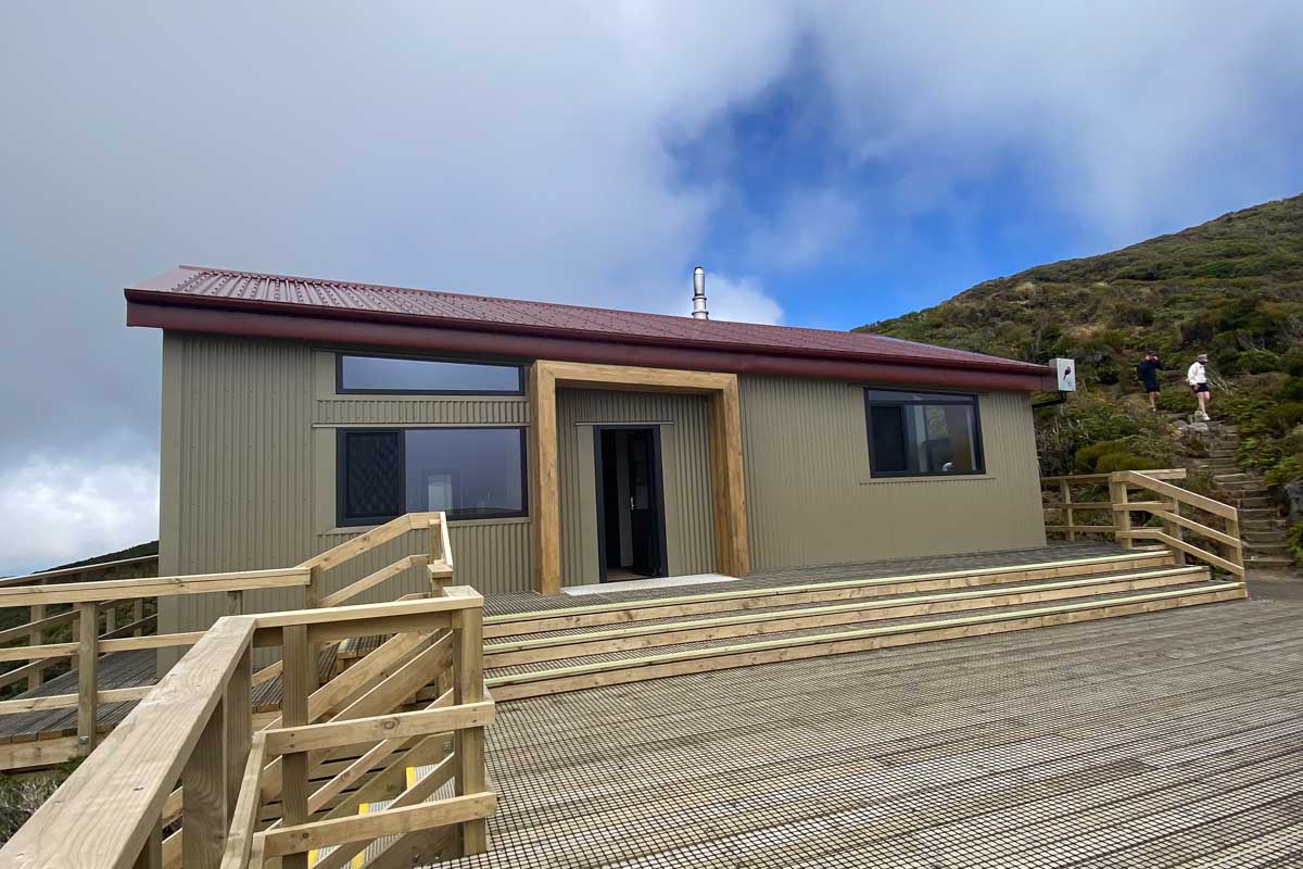 The outside of the Pouakai Hut