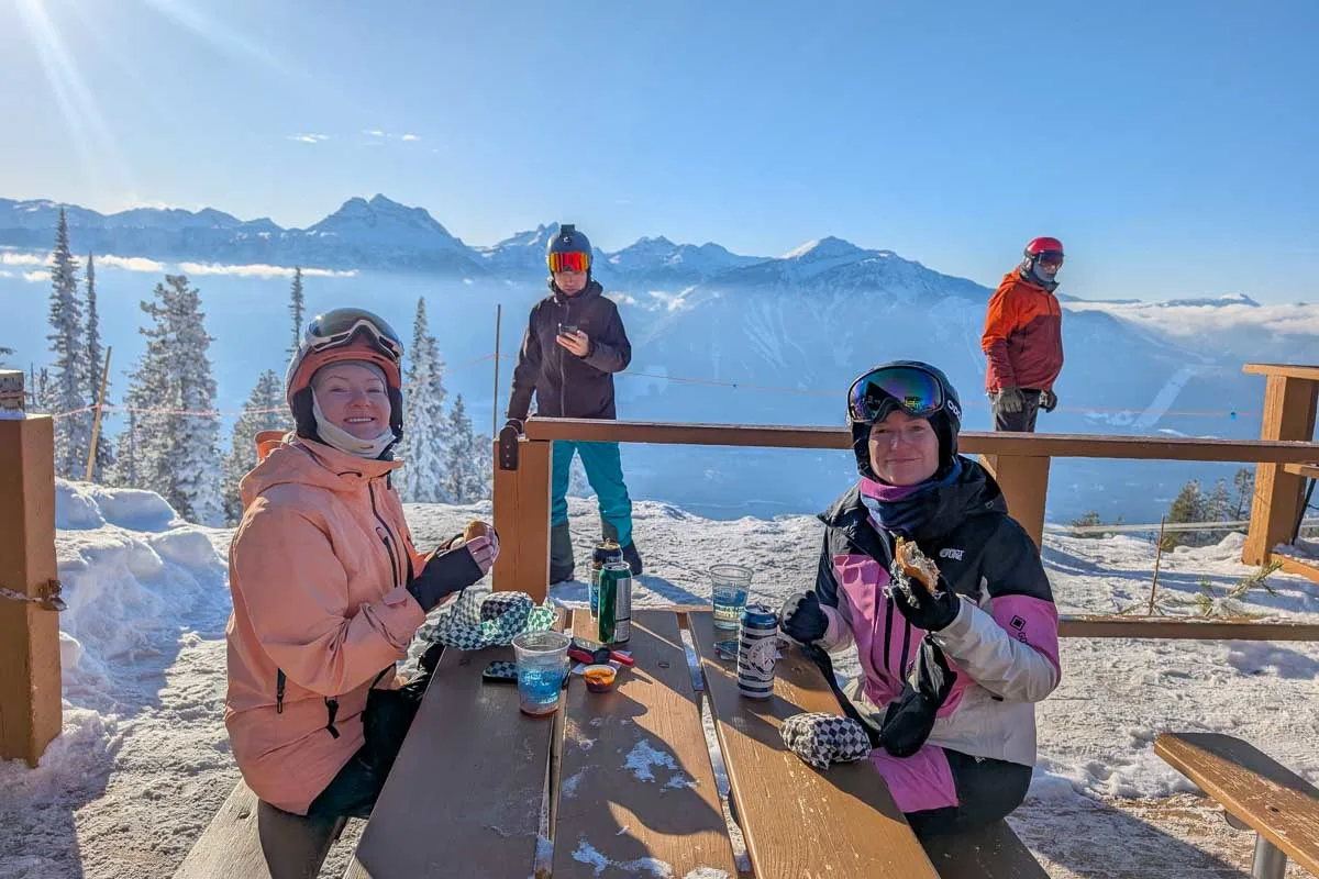 Revelstoke Mountain Resort eating burgers at The Outpost in Revelstoke Canada (1)