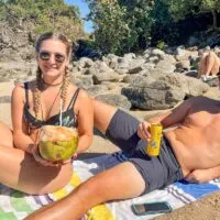 Drinking a fresh coconut in Sayulita
