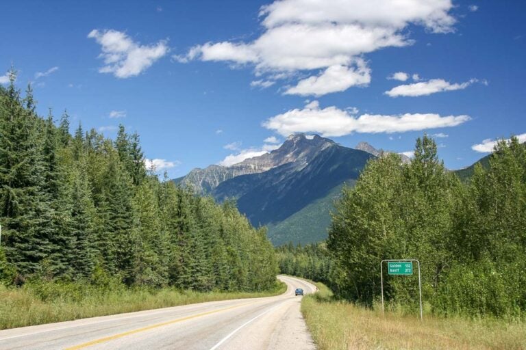 Trans Canada Highway near Revelstoke, BC with mountain views