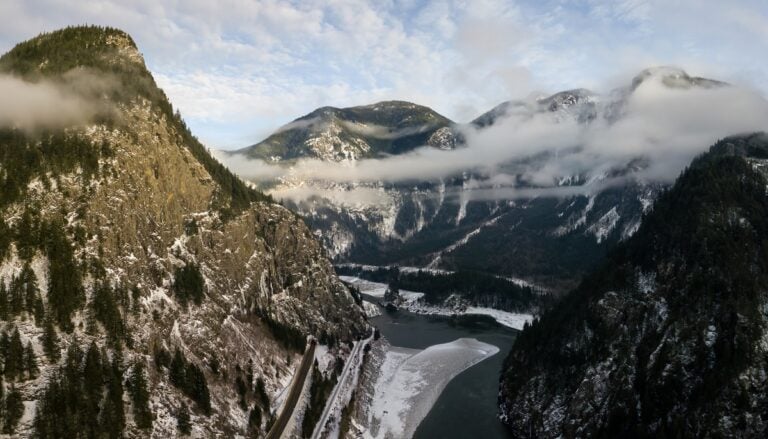 snowy road outside of Hope BC