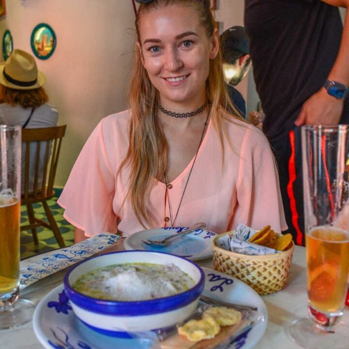 Bailey with her ceviche at La Cevicheria in Cartagena, Colombia