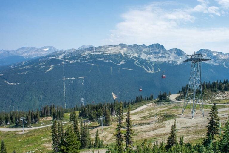 View from the top of the Whistler Gondola of the surrounding mountains