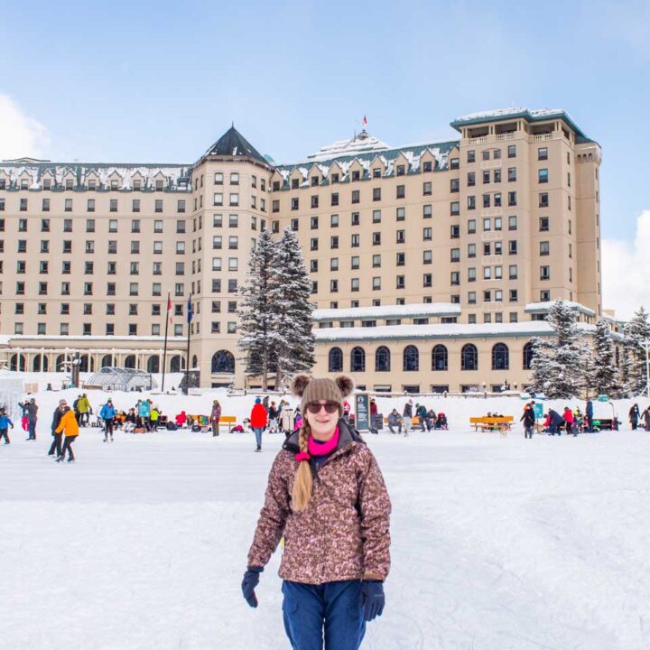 Bailey at Lake Louise in winter