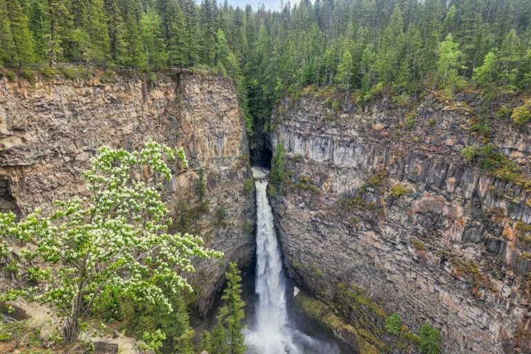 Spahats Creek Falls as seen from the viewing platform in Wells Gray Provincial Park, Canada