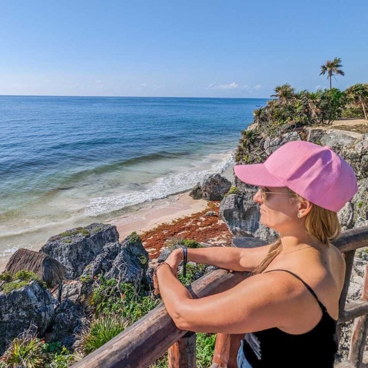 Bailey looks out at the ocean at the Tulum Ruins in Mexico