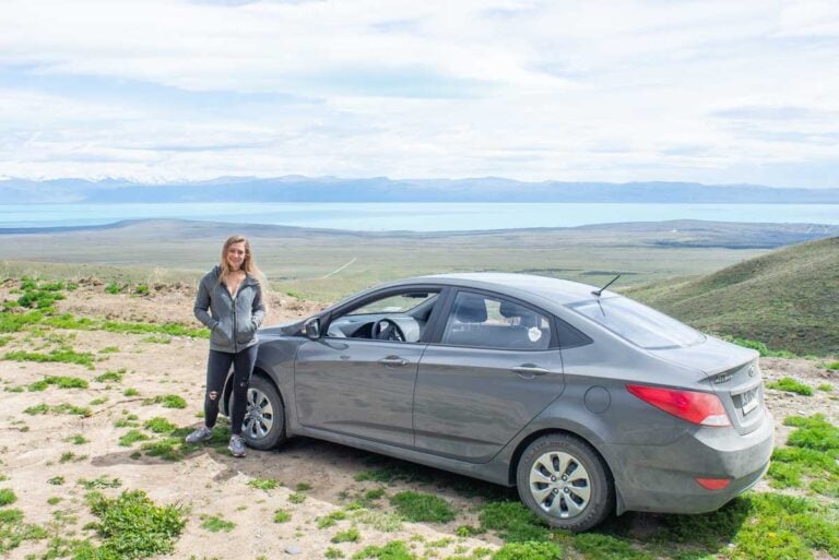 Bailey with our Argentina rental car