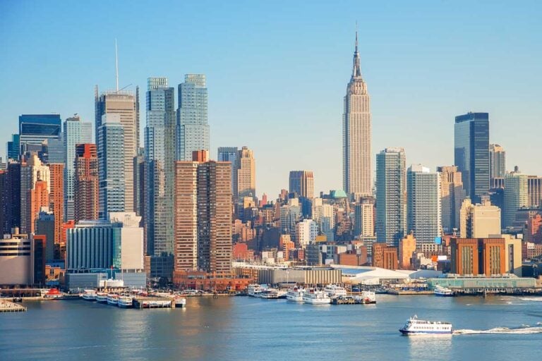 New York City skyline at sunset in New York