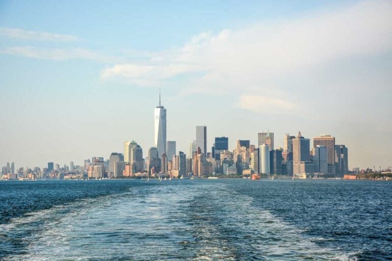 Views of New York City from the Staten island Ferry in New York City