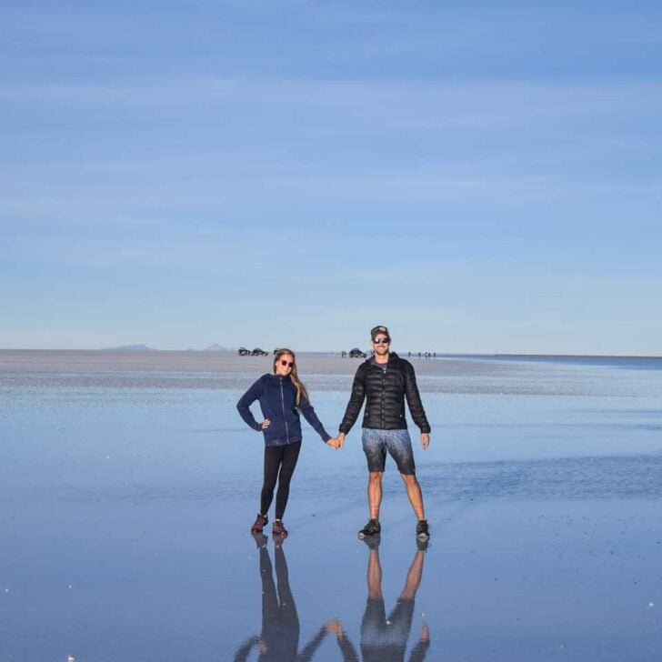 Bailey and Daniel pose for a photo on the Uyuni Salt Flat