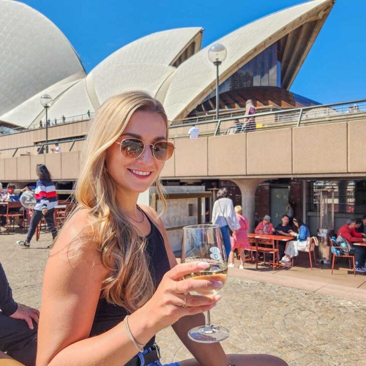 Bailey enjoys a drink at the House Canteen at the Sydney opera House