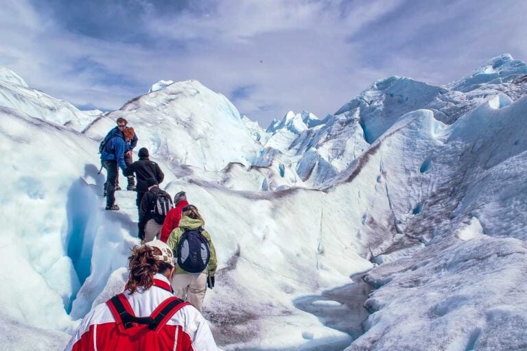 Tourists trekking on Perito Moreno Glacier Argentina