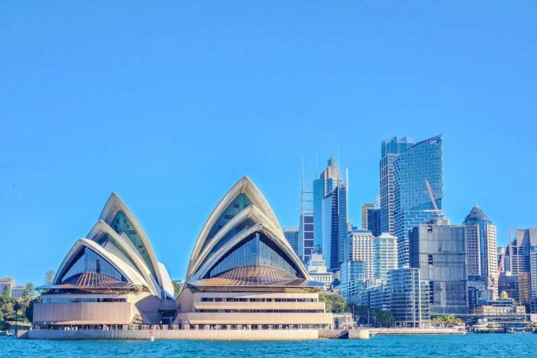 Views of the Sydney Opera house and city from a cruise in Sydney