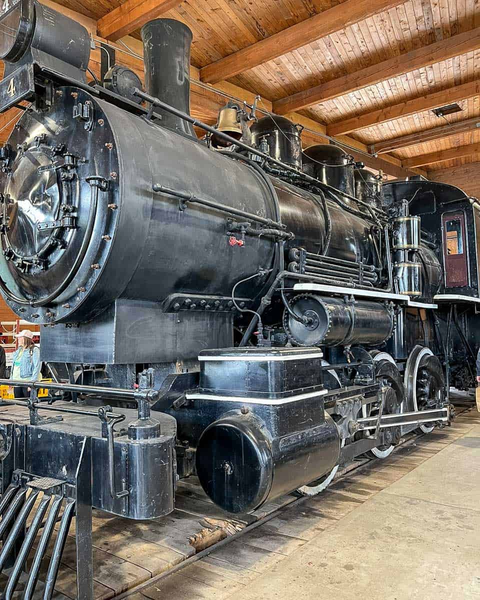 A steam train at at Heratige Park in Calgary AB Canada