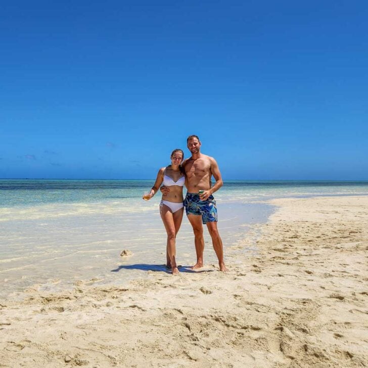 Daniel and Bailey take a selfie on the sandbar vistited on the South Sea Sailing Full Day Cruise in Fiji