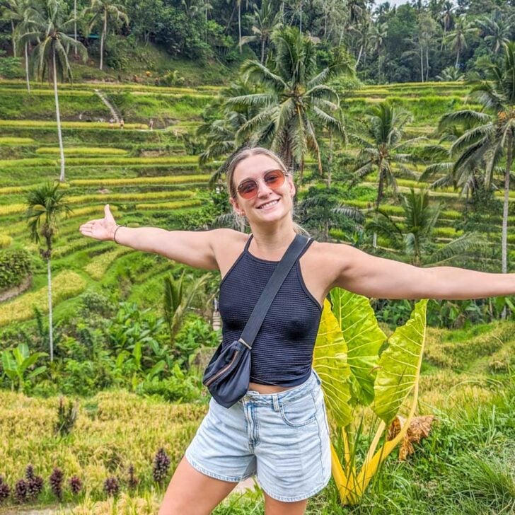 Bailey poses for a photo at the Tegalalang Rice Terrace in Ubud, Bali