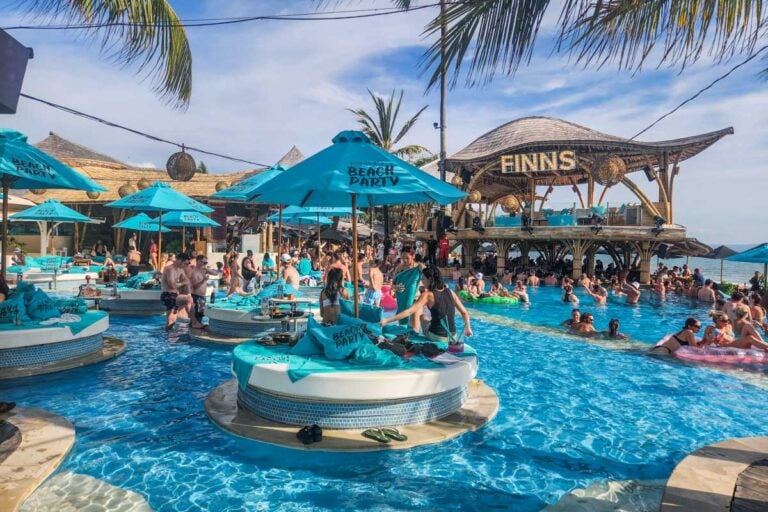 The party pool at Finns beach Club in Canggu, Bali