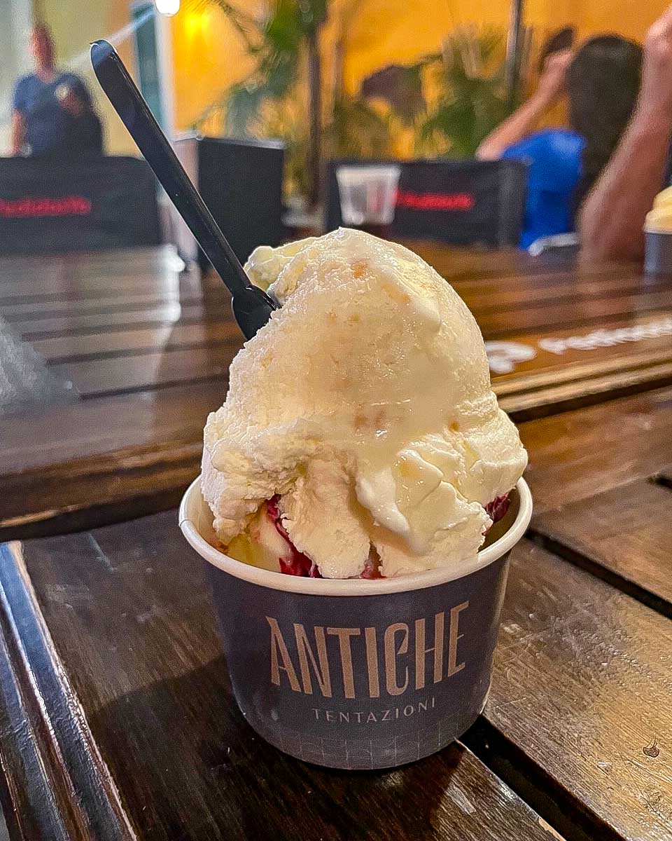 A cup of icecream from antiche on a sherpa food tour in Buenos Aires Argentina
