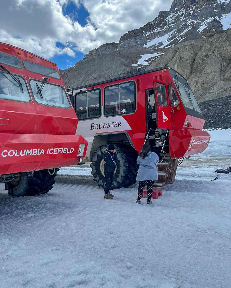 Outside lookingat an Ice Explorer at Athabasca Glacier Tour at the Columbia Icefields Canada (5)
