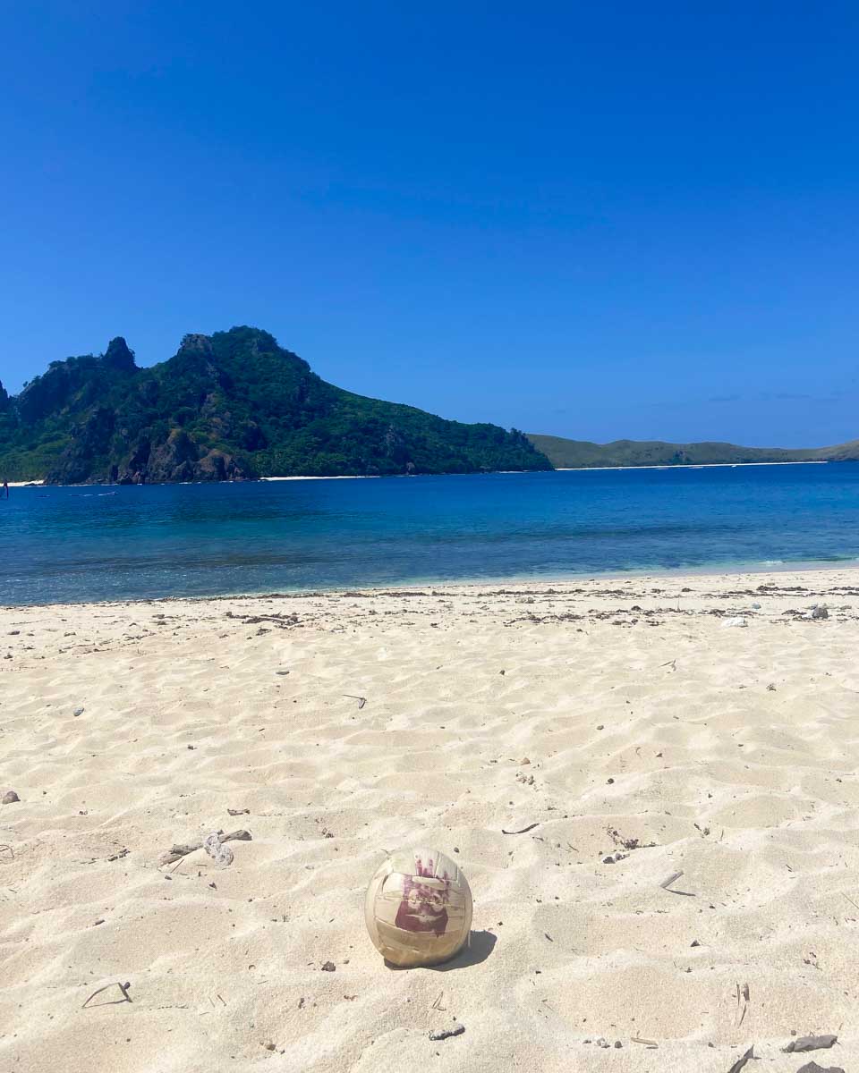 Wilson on the beach on a tour in Fiji