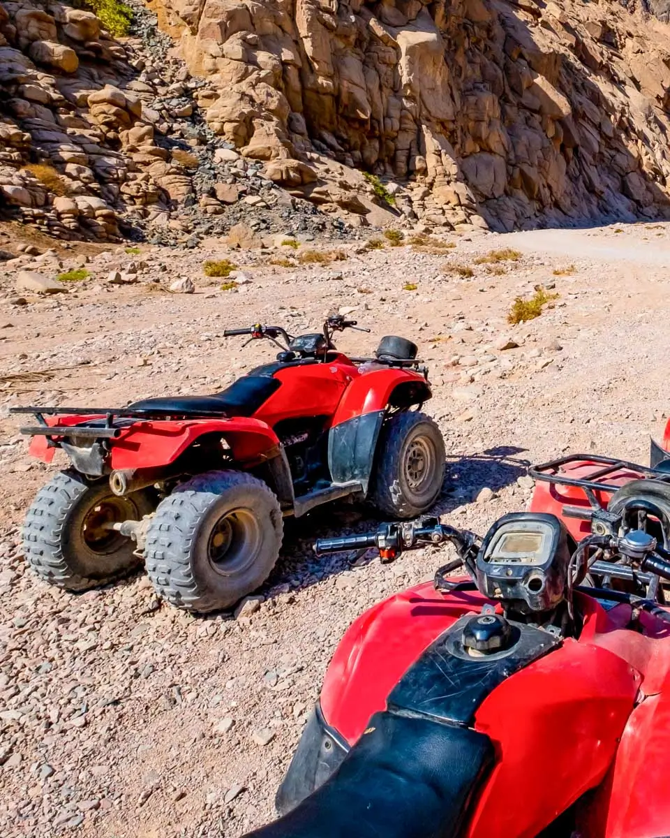 Red atv (quad bikes) in the desert near Las Vegas Nevada
