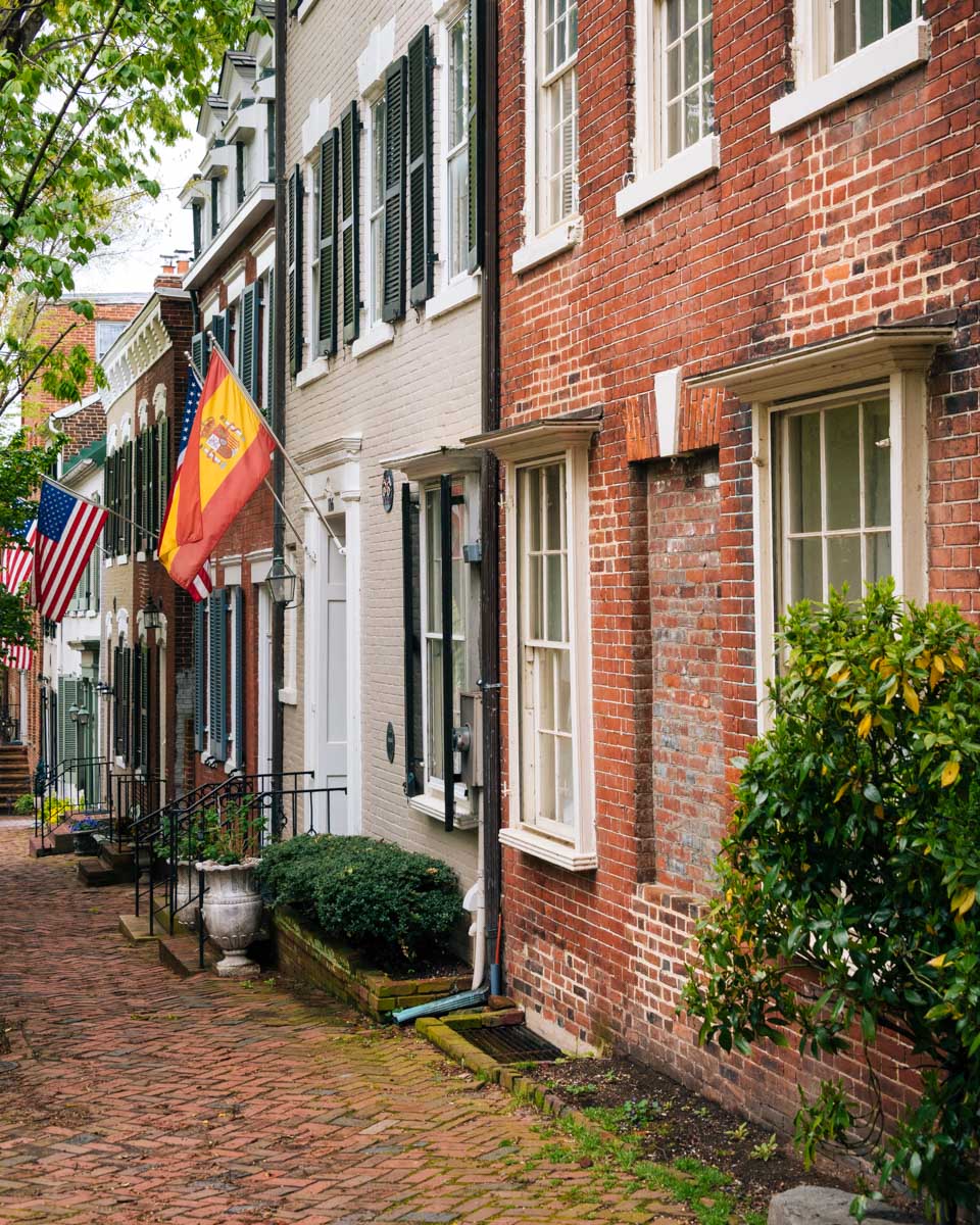 Houses in Old Town Alexandria Virginia seen on a tour from Washington DC