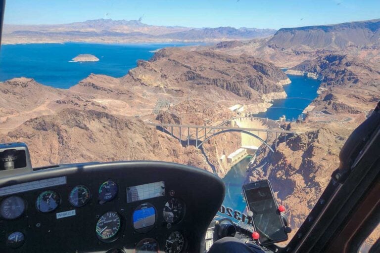 View from the cockpit of a helicopter on a tour to the grand canyon from las vegas USA