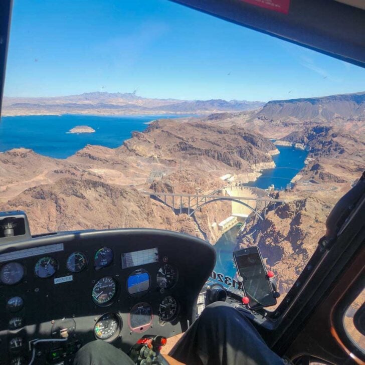 View from the cockpit of a helicopter on a tour to the grand canyon from las vegas USA