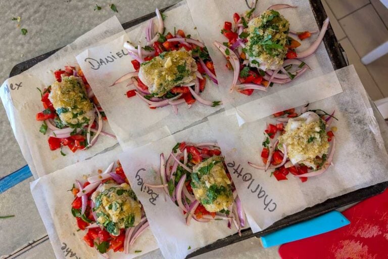 Food made during a cooking class in Taormina Italy