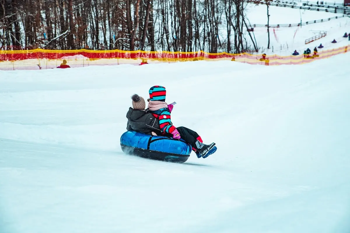 Kids snow tube at Mount Norquay Banff Canada