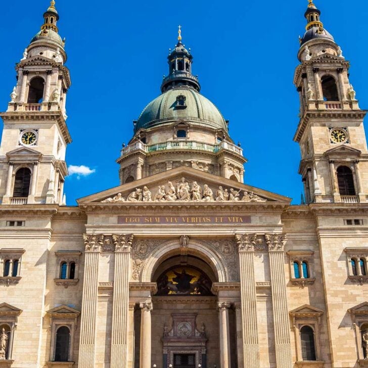 St. Stephen's Basilica close up in Budapest Hungary