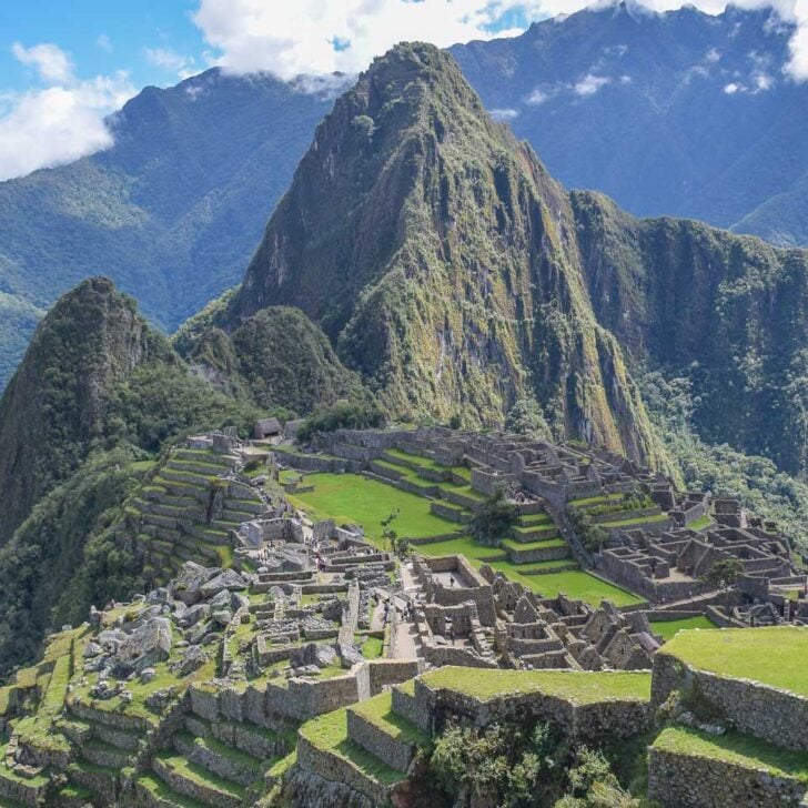 Stunning-shot-of-Machu-Picchu-from-a-viewpoint-above-the-Inca-site seen on a tour from Cusco Peru