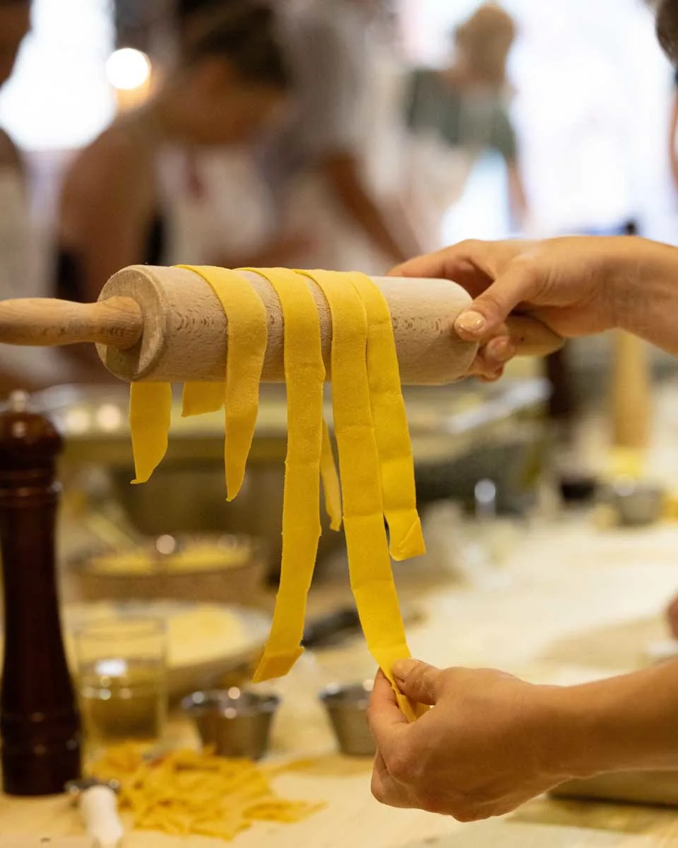 A person making pasta noodles during a cooking class in Florence Italy Florence With Elvis