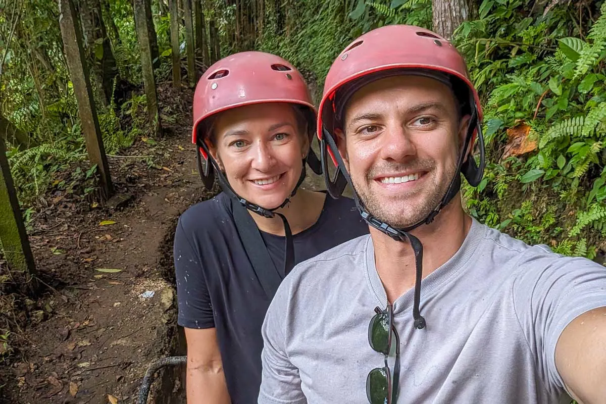 Bailey-and-Daniel-take-a-selfie-in-the-jungle-on-an-ATV-in Vietnam