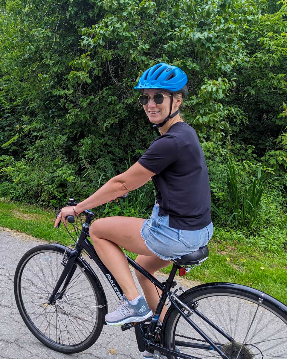 Bailey-rides-a-bike-on-a-tour-of-Stockholm Sweden