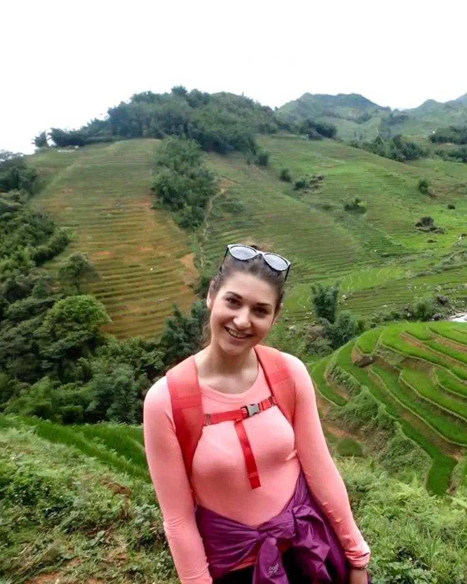 Brittni hiking in Sapa, Vietnam