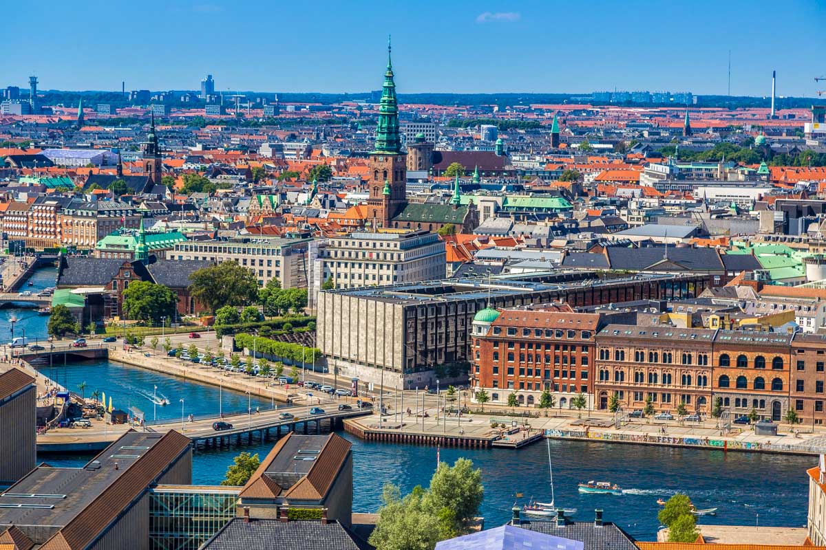 Copenhagen City, Denmark sky view