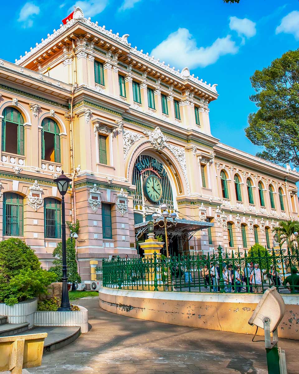 Front of the Central Post Office in Saigon Ho Chi Minh Vietnam
