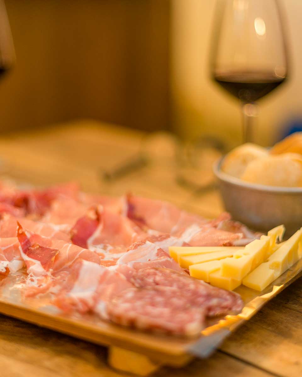 Meat and cheese on a tour in Florence Italy