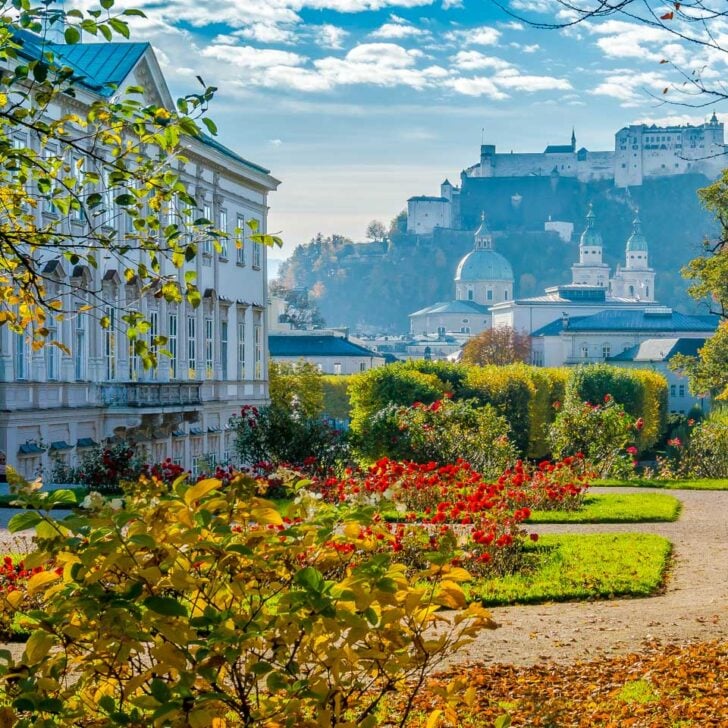 Mirabell Gardens where a scene from the sound of music was shot near Salzburg Austria